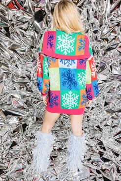 Colorblock Snowflake Sweater Dress