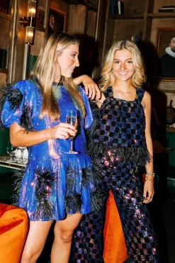 Copper Sequin Feather Dress
