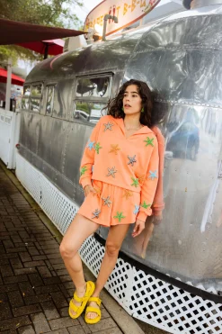 Coral Beaded Starfish Collar Sweatshirt
