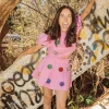 3D Pink Smiley Poof Top