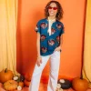 Dark Blue Beaded Turkey All Over Tee