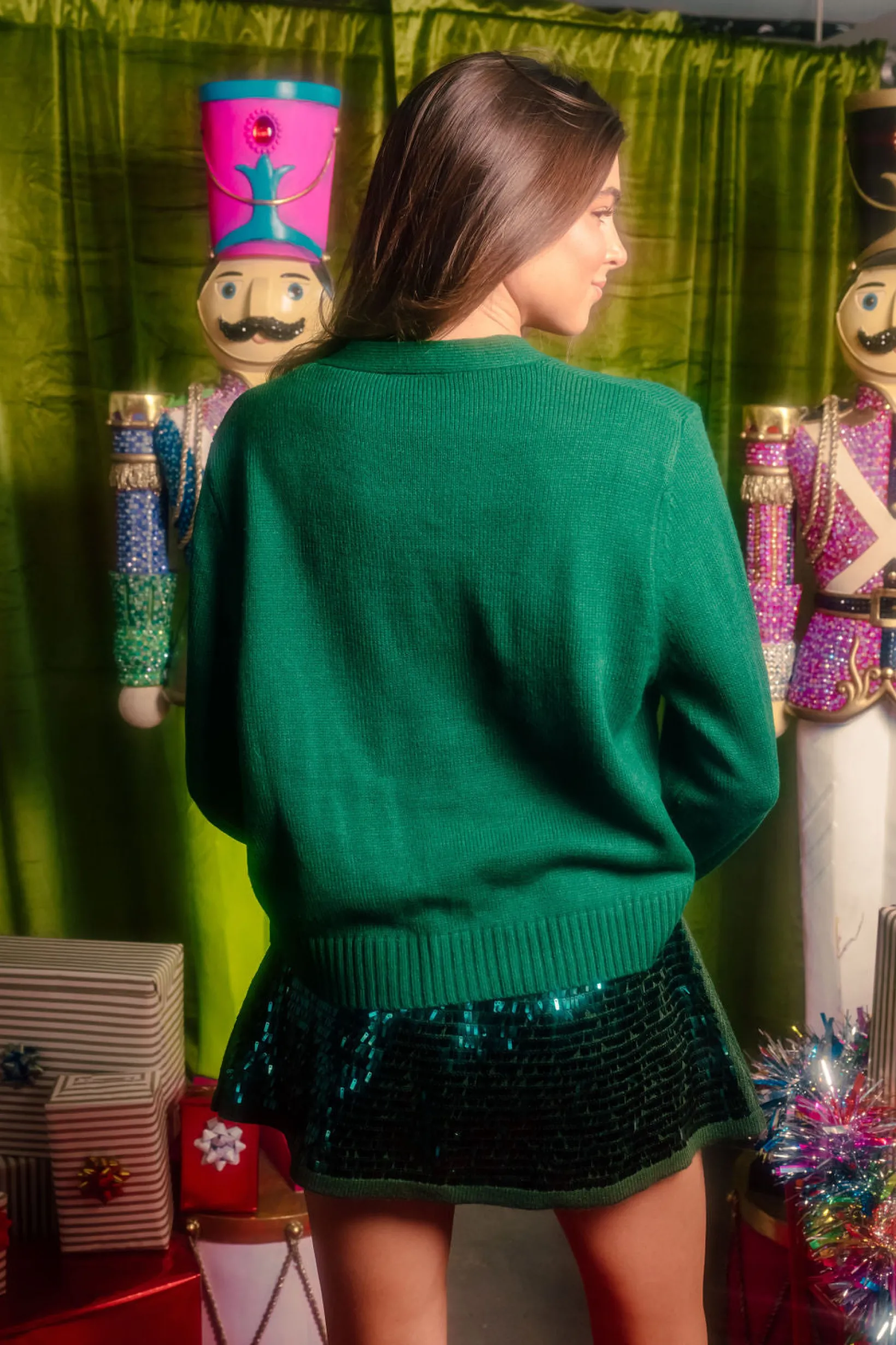 Dark Green Cajun Nutcracker Sweater