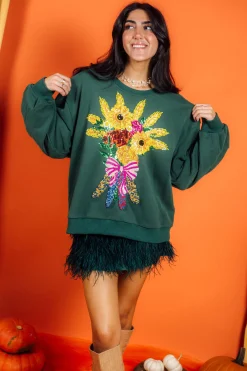 Dark Green Fall Bouquet Sweatshirt