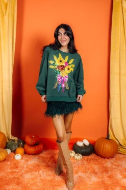Dark Green Fall Bouquet Sweatshirt