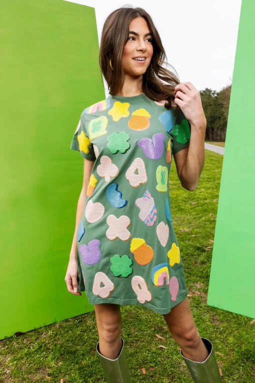 Dark Green Lucky Charm Icon Tee Dress