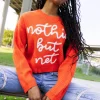 Dark Orange 'Nothin But Net' Glitter Script Sweater
