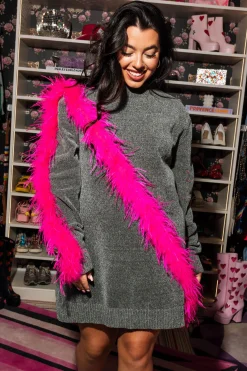 Diagonal Feather Sweater Dress