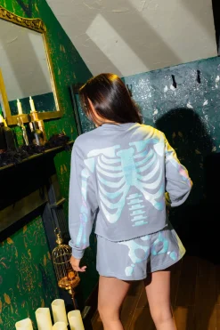 Dusty Blue Tonal Skeleton Short