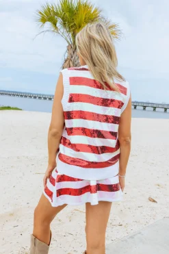Full Sequin Flag Skirt