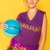 Geaux' Purple Feather Sweater Tank with Tiger- Licensed