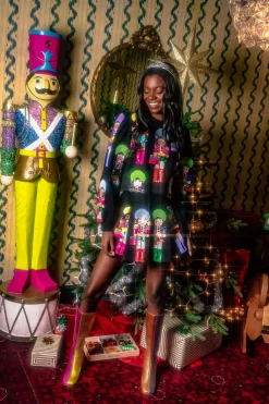 Girly Nutcrackers Black Poof Sleeve Sweatshirt