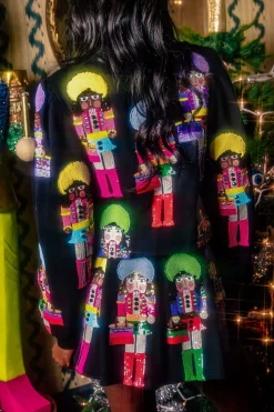 Girly Nutcrackers Black Poof Sleeve Sweatshirt