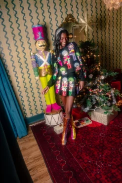 Girly Nutcrackers Pleat Black Skort