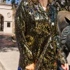 Gold & Black Sequin Tiger Oversized Blazer