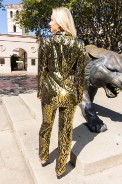 Gold & Black Sequin Tiger Oversized Blazer