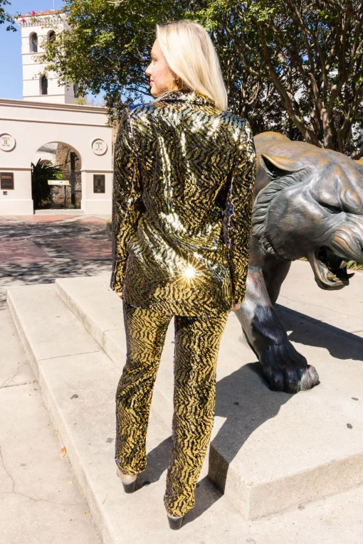 Gold & Black Sequin Tiger Oversized Blazer