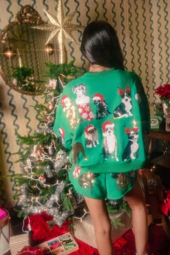 Green Christmas Puppies Sweatshirt