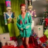 Green Colorblock Trees Cardigan Dress