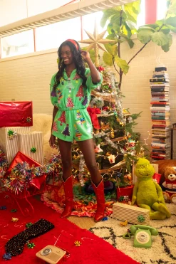 Green Colorblock Trees Top