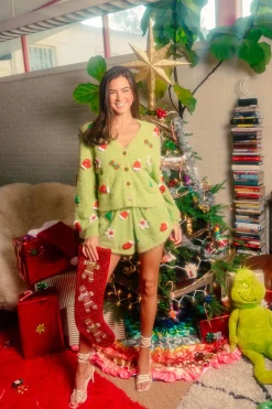 Green Fuzzy Knit Christmas Icon Short