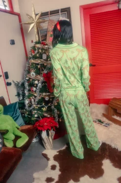 Green Gingerbread Men & Bows Pajama Pant