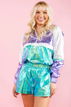 Green Metallic Active Shorts