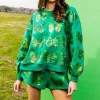 Green Sequin Scattered Butterfly Short