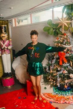 Green Shard Sequin Skirt
