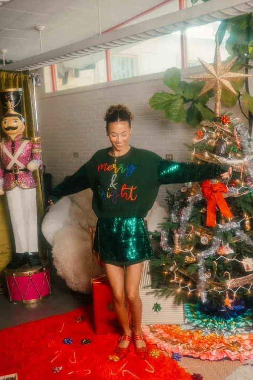 Green Shard Sequin Skirt