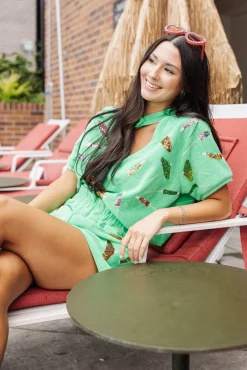 Green Terry Cloth Cut Out Umbrella Top