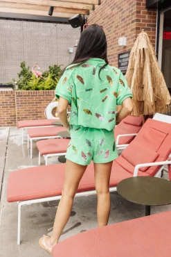 Green Terry Cloth Cut Out Umbrella Top