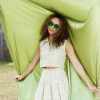 Green Tweed Pleated Skort