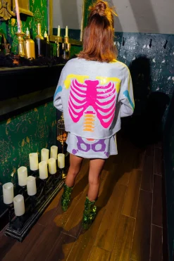 Grey & Neon Multi Skeleton Skort