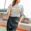 Grey 'Hey Batter Batter' Glitter Script Sweater