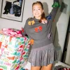 Grey Rainbow Ribbed Metallic Swing Short