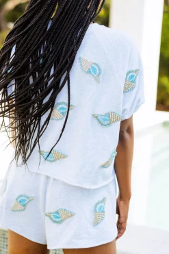 Grey Scattered Beaded Shell Short