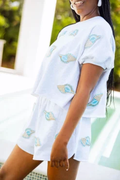 Grey Scattered Beaded Shell Short