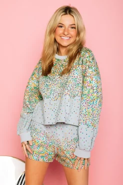 Grey Sequin Scattered Short