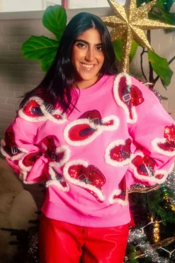Hot Pink Christmas Cowboy Hat Sweatshirt