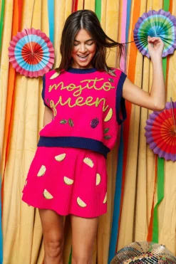 Hot Pink Lime Sweater Skirt