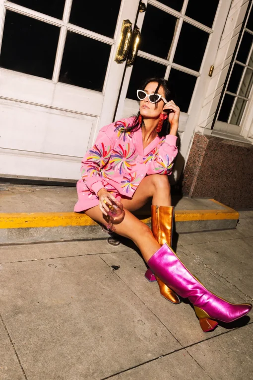 Hot Pink Multi Firework Hoody Sweatshirt