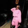 Hot Pink Multi Rhinestone Plaid V Neck Sweatshirt