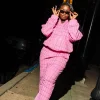 Hot Pink Multi Rhinestone Plaid Sweatpant