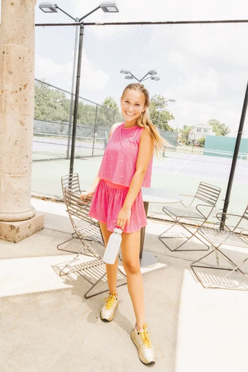 Hot Pink Rhinestone Active Short
