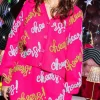 Hot Pink, Silver & Gold Cheers All Over Skirt