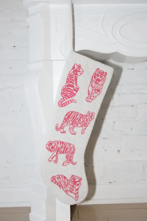 ITES x Sami Riccioli x Queen of Sparkles White & Pink Tiger Stocking