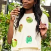 Ivory Multi Olive Short Sleeve Top