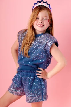 Kids Blue Stars & Stripes Scatter Shoulder Pad Tank