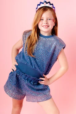 Kids Blue Stars & Stripes Scatter Shoulder Pad Tank