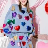 Kids Dusty Blue Rainbow Foil Heart Skort